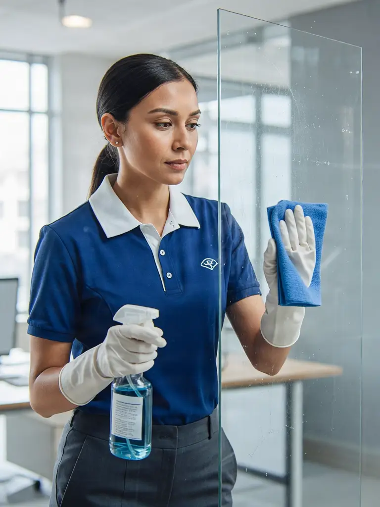 Trained cleaner performing high-quality service